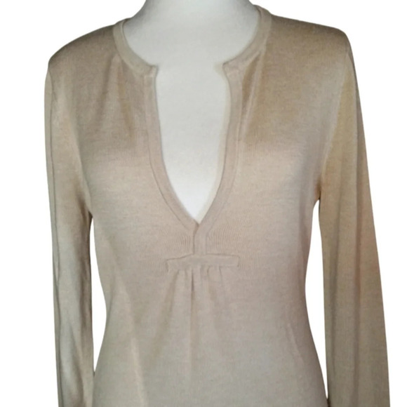 Soft Surroundings Cream Color Knit V Neck Cashmere Rabbit Hair Sweater Medium - Picture 2 of 6